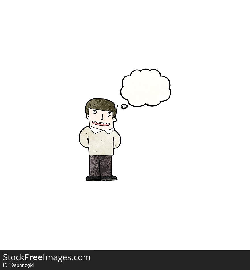 Cartoon Friendly Man With Thought Bubble