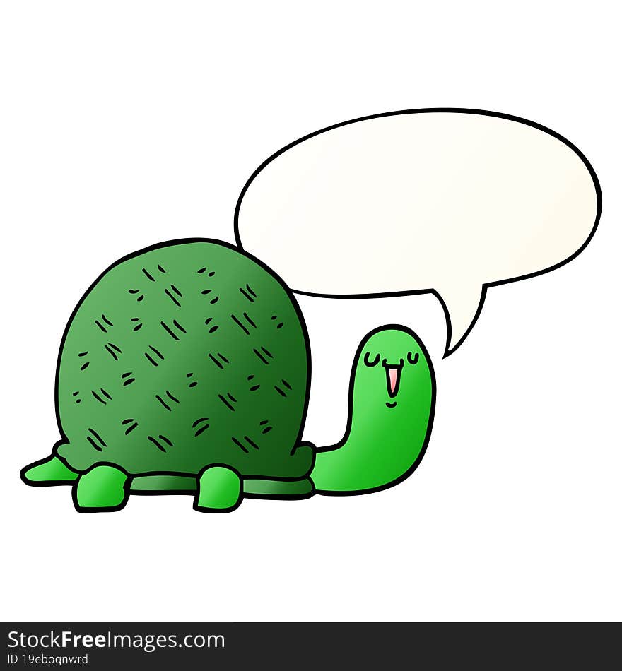 cute cartoon turtle and speech bubble in smooth gradient style