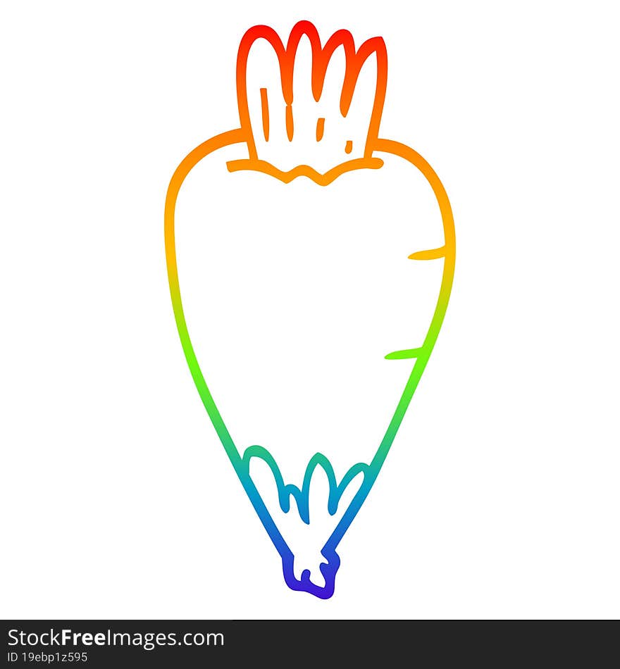 rainbow gradient line drawing cartoon root vegetable