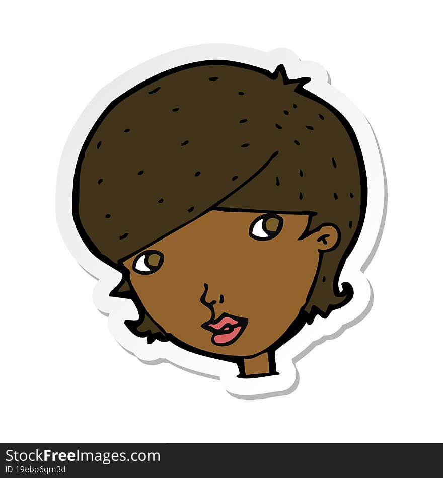 sticker of a cartoon friendly woman