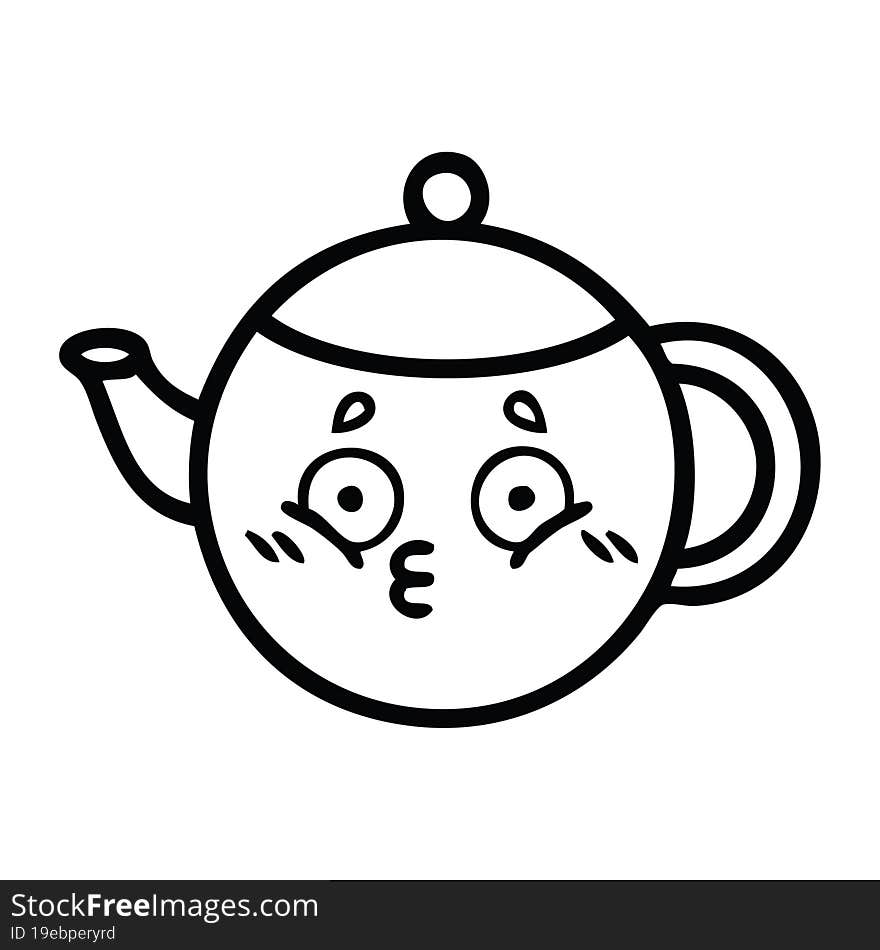 Line Drawing Cartoon Teapot