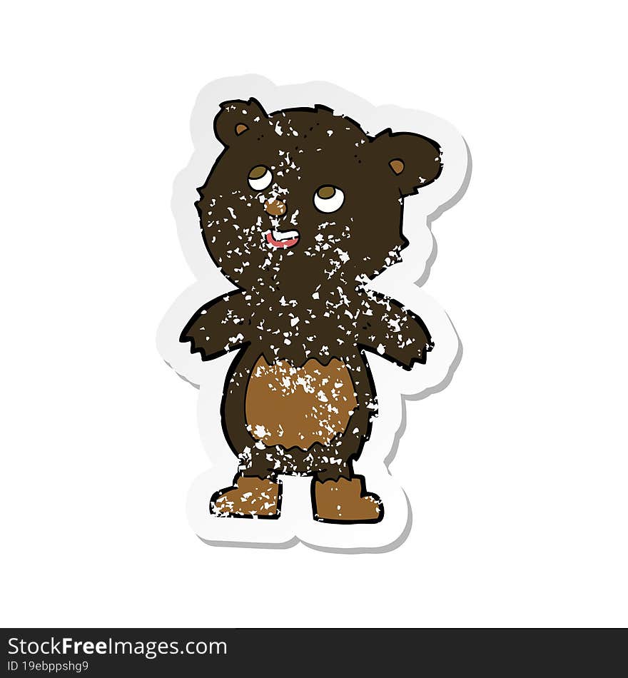 retro distressed sticker of a cartoon black bear