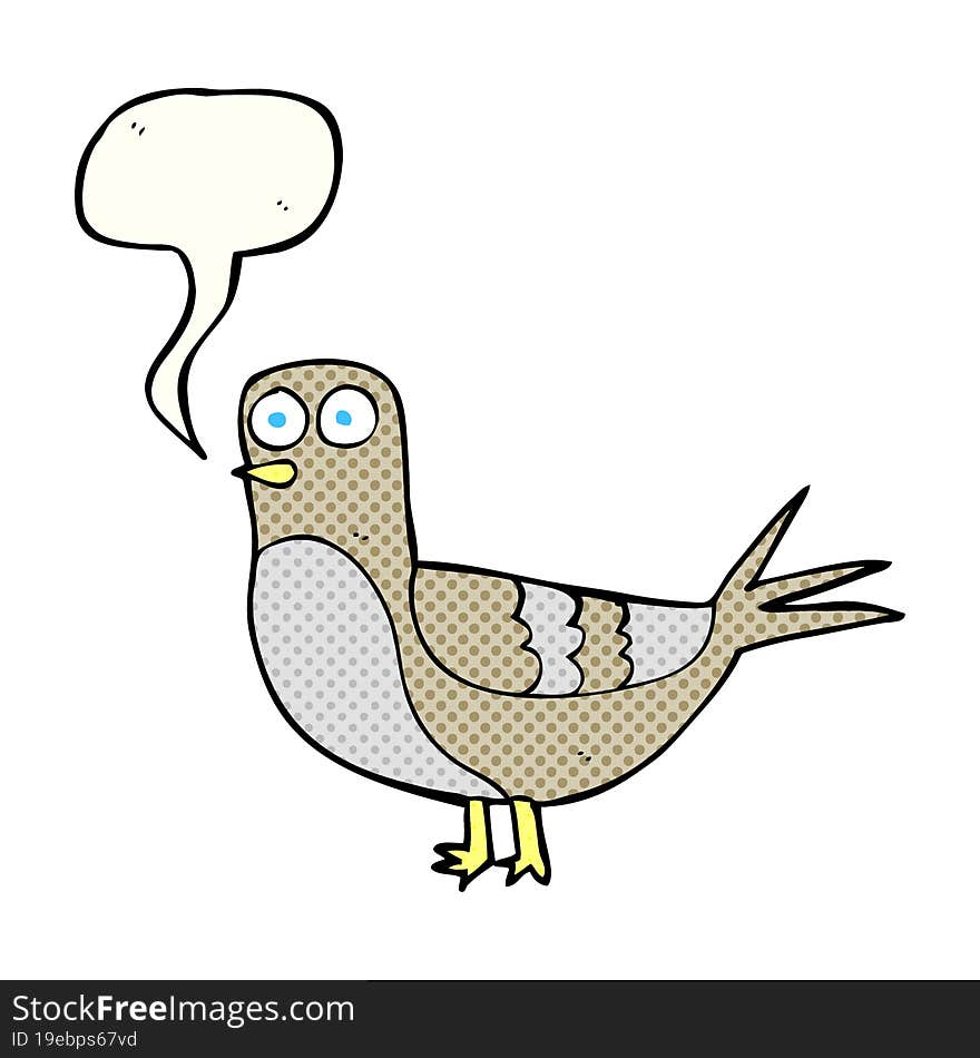 freehand drawn comic book speech bubble cartoon pigeon