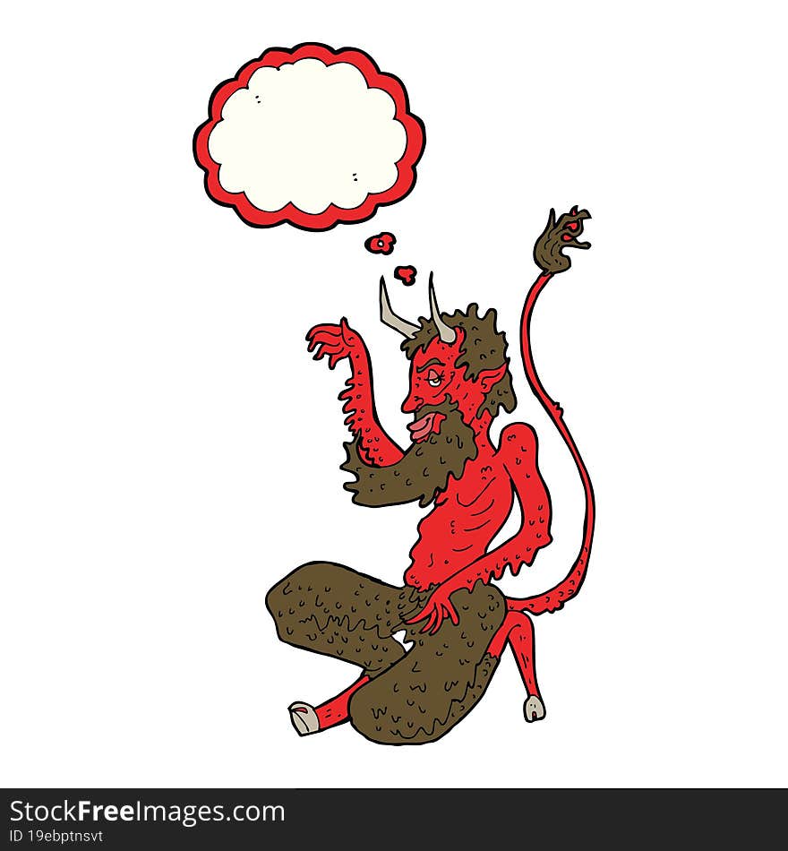 Cartoon Traditional Devil With Thought Bubble