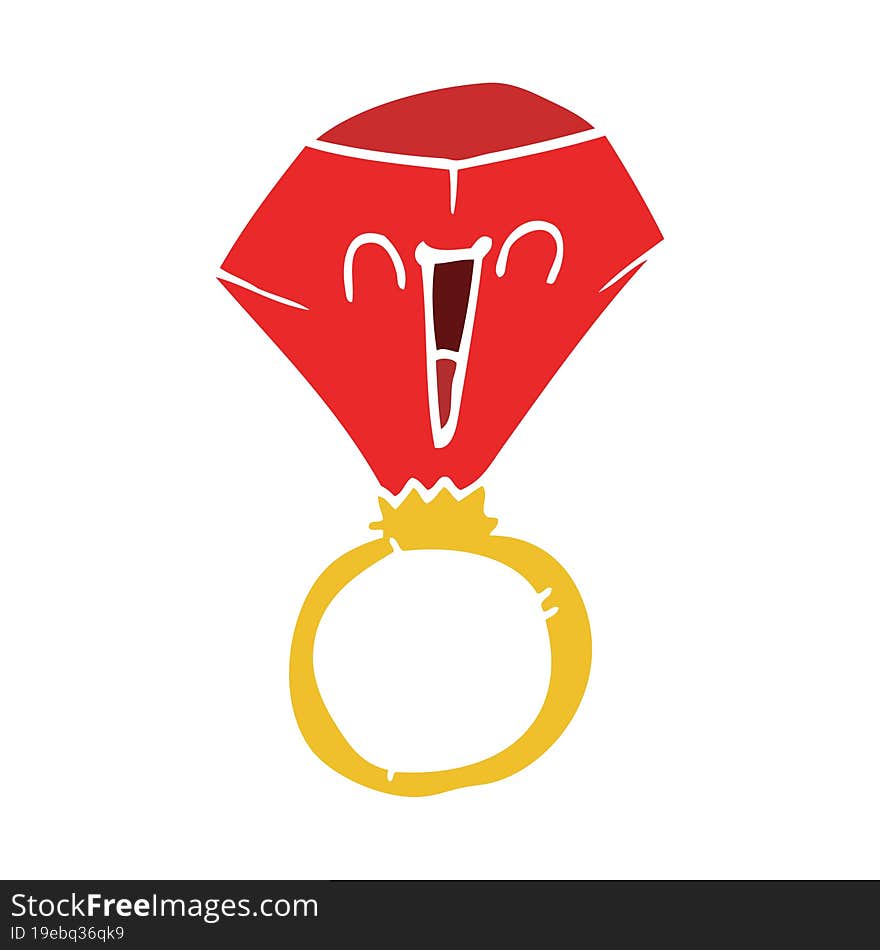 cartoon doodle red ruby ring