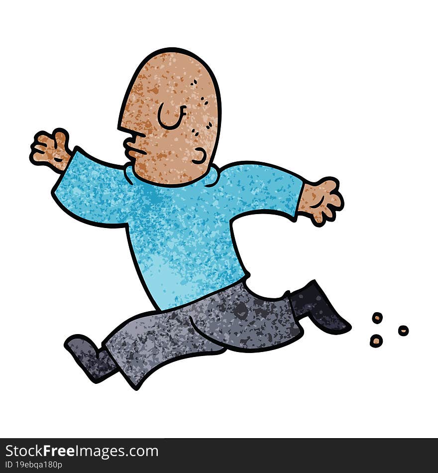 cartoon doodle man running