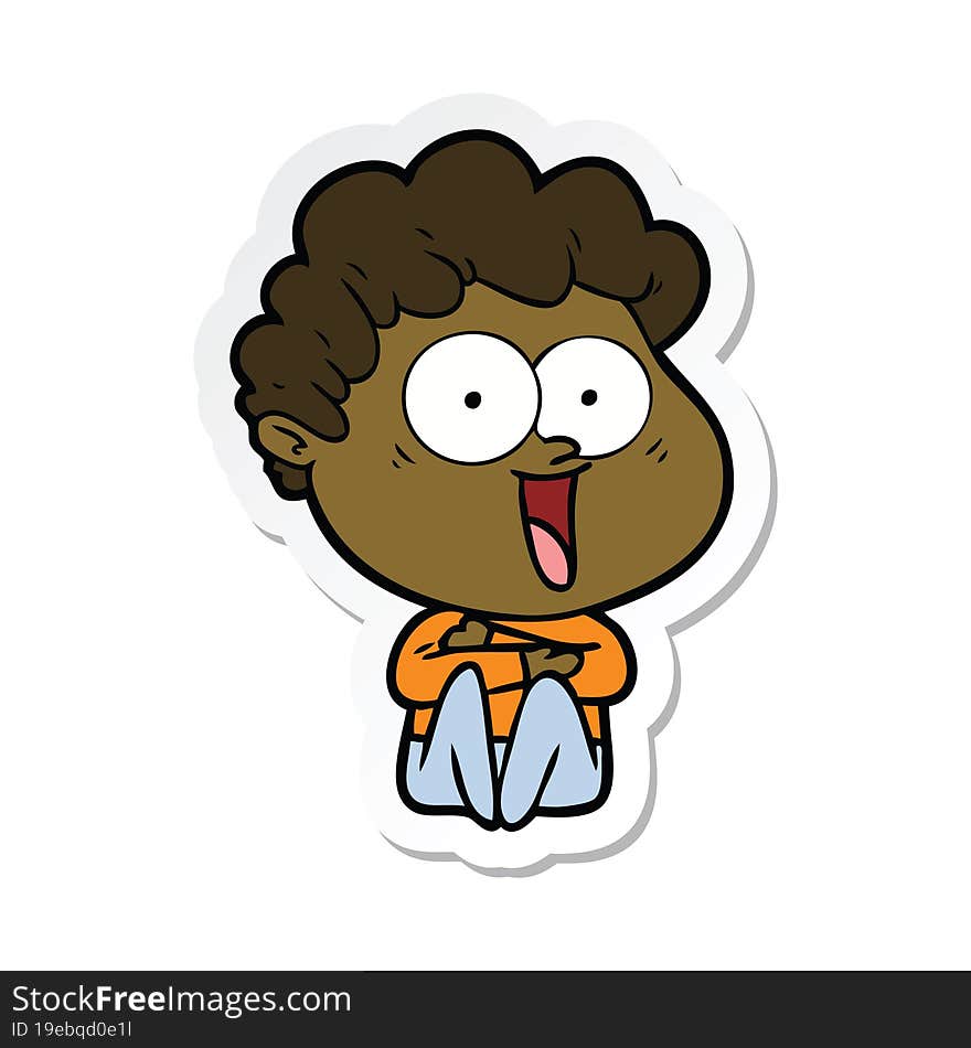 sticker of a excited man cartoon