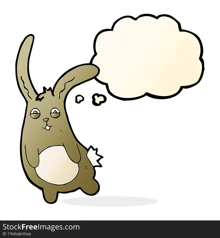 funny cartoon rabbit with thought bubble