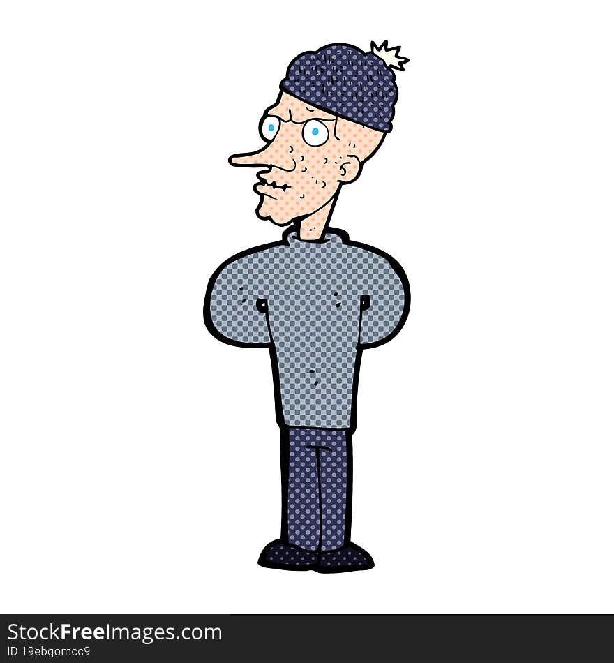 cartoon man wearing winter hat