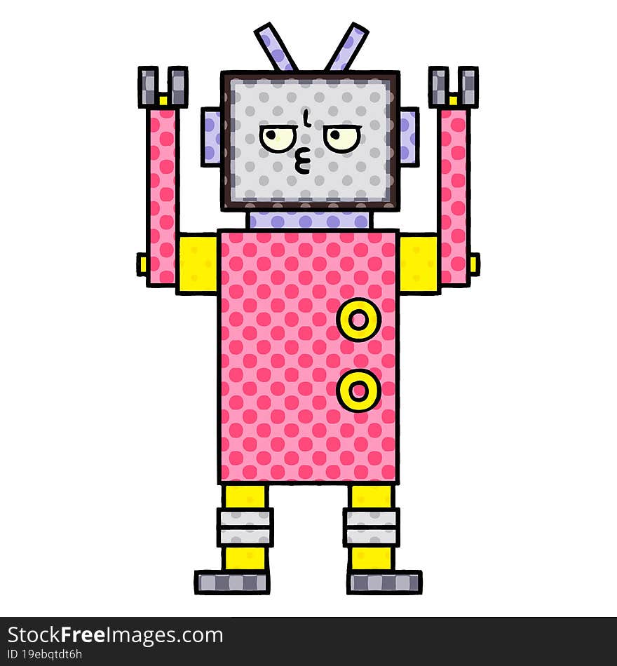 comic book style cartoon of a robot