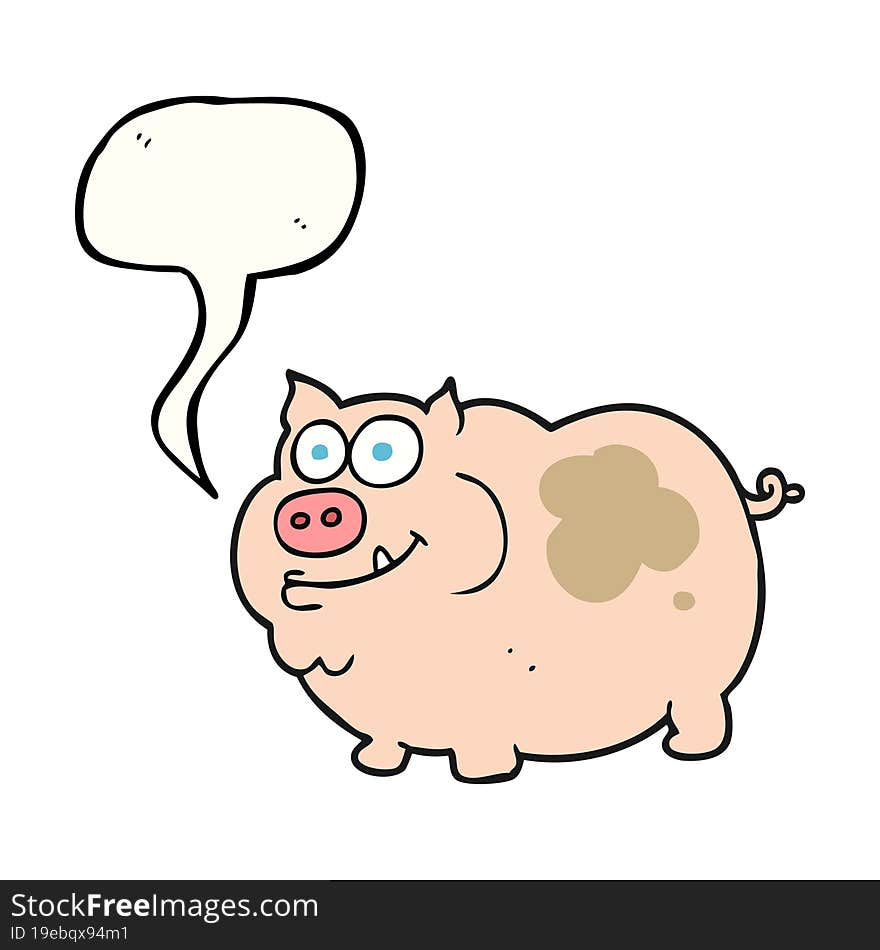 freehand drawn speech bubble cartoon pig