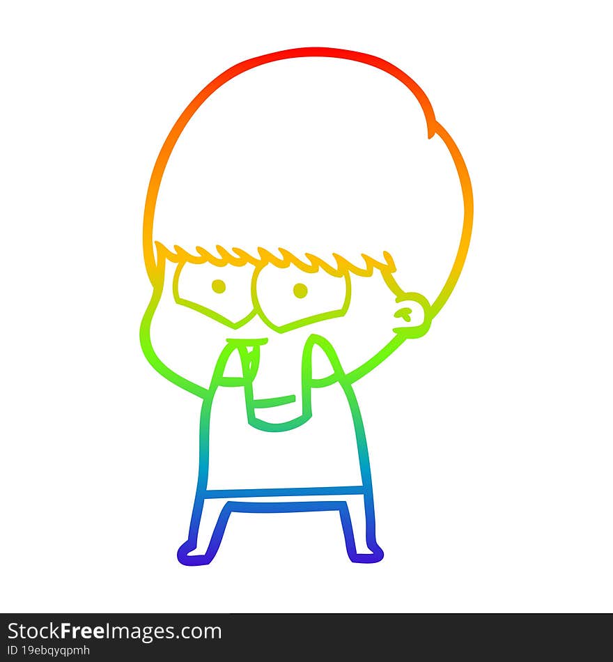 rainbow gradient line drawing cartoon happy boy