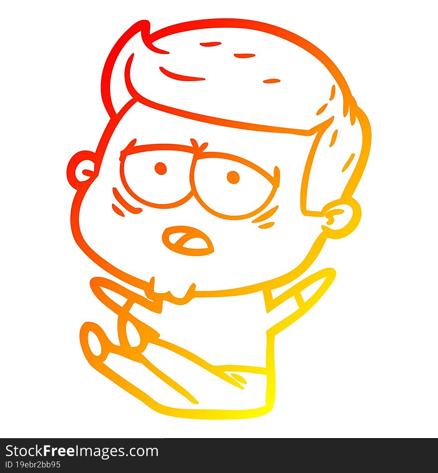 warm gradient line drawing cartoon tired man