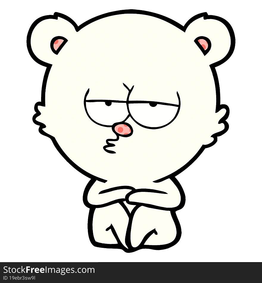 bored polar bear sitting cartoon. bored polar bear sitting cartoon