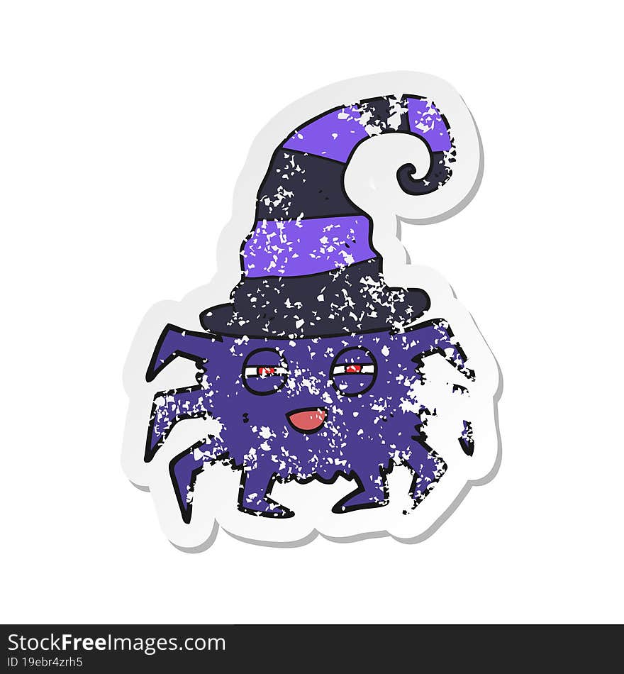 retro distressed sticker of a cartoon halloween spider