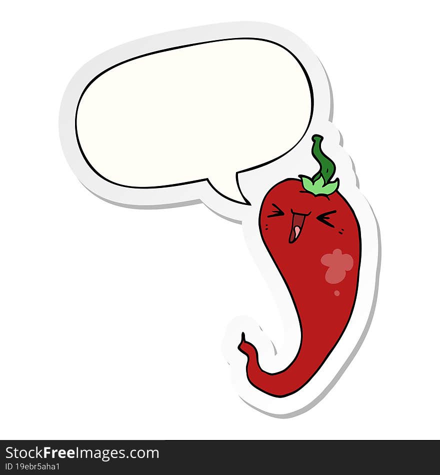 Cartoon Hot Chili Pepper And Speech Bubble Sticker