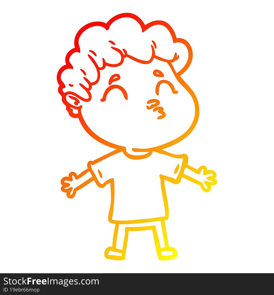 warm gradient line drawing cartoon man pouting