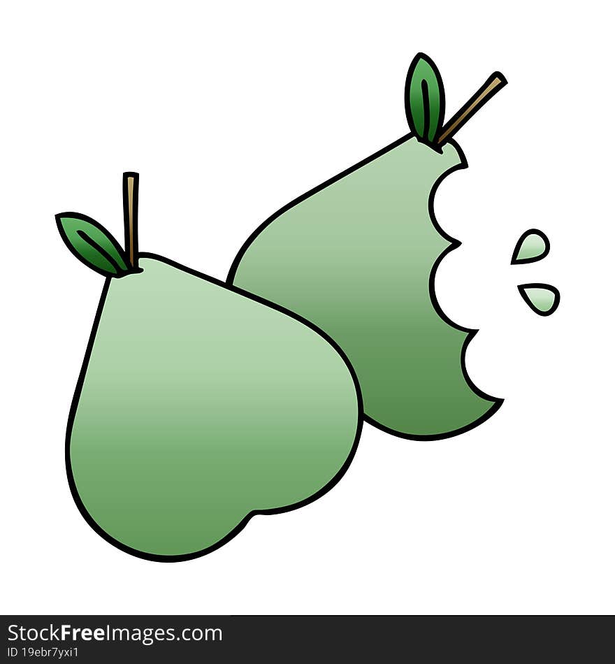 gradient shaded cartoon green pear