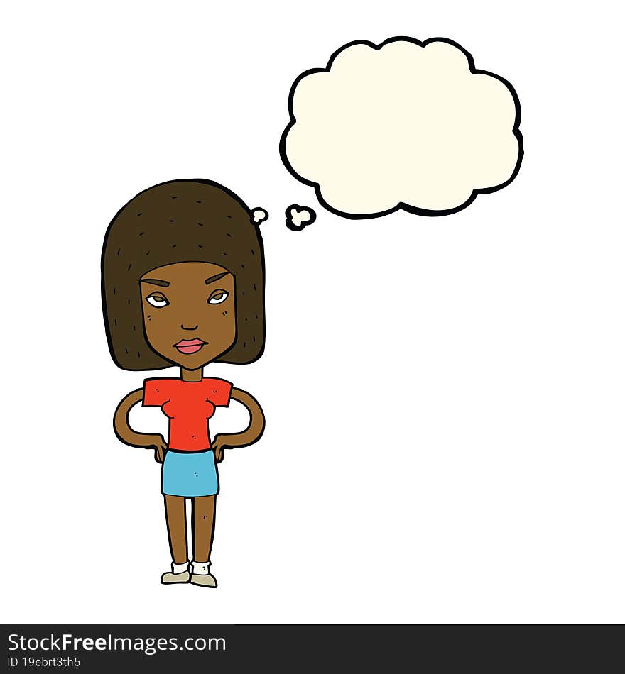 Cartoon Annoyed Woman With Thought Bubble