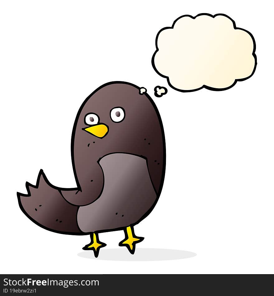 cartoon bird with thought bubble