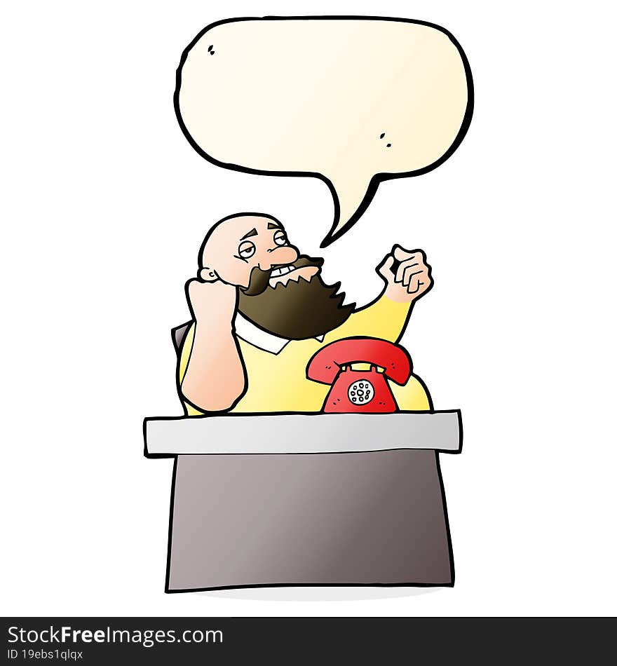 cartoon arrogant boss man with speech bubble