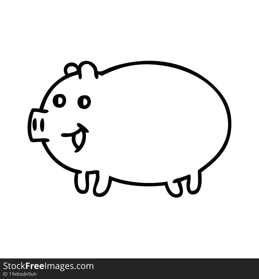 line drawing cartoon pig