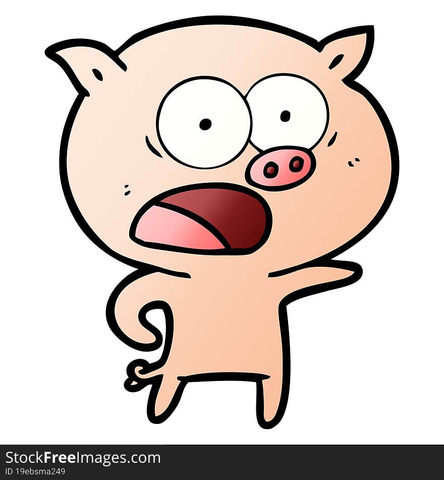 cartoon pig shouting. cartoon pig shouting