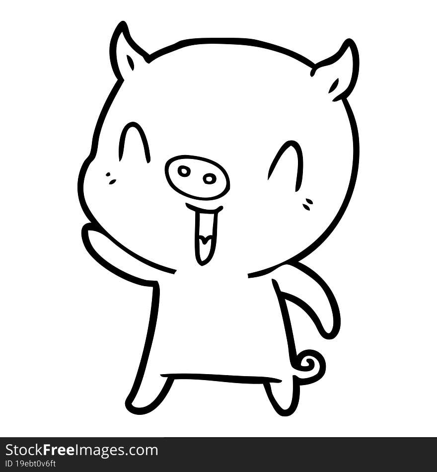 happy cartoon pig. happy cartoon pig