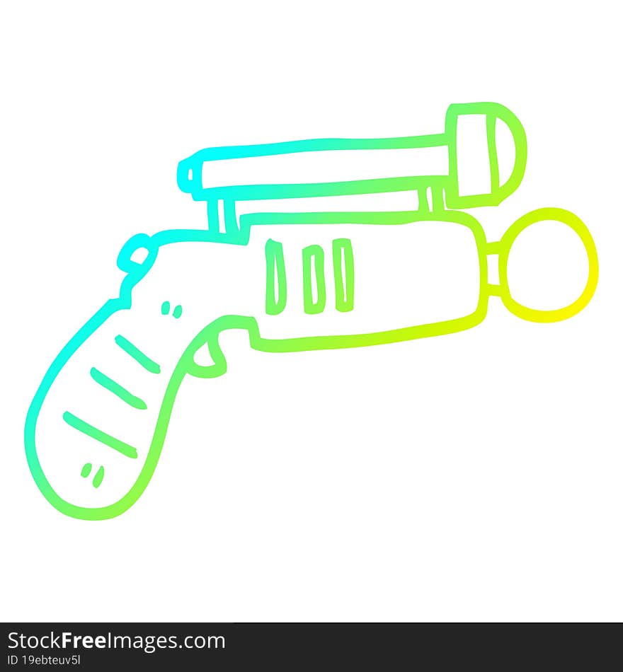 cold gradient line drawing cartoon ray gun