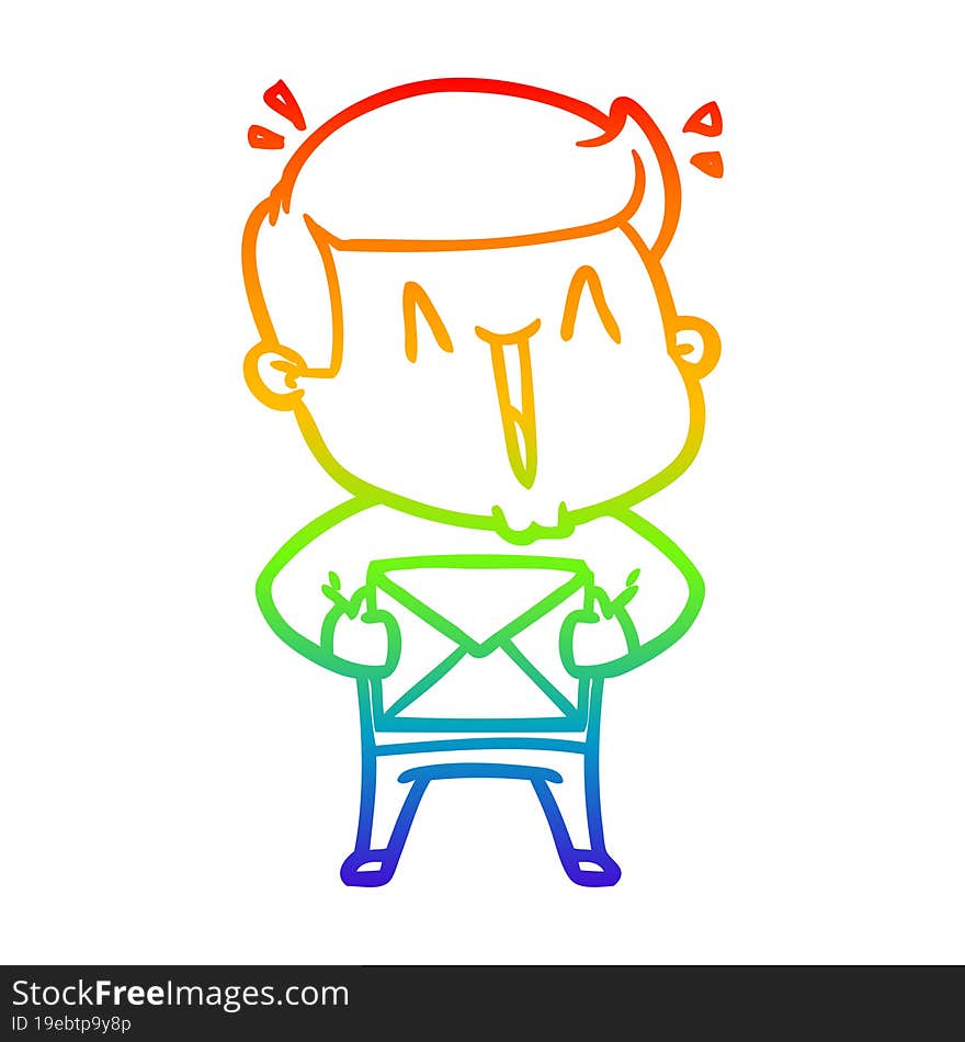 rainbow gradient line drawing cartoon excited man