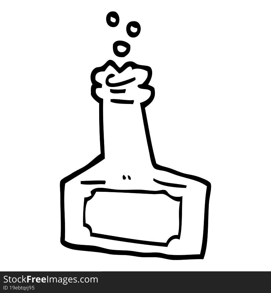 Black And White Cartoon Bubbling Bottle