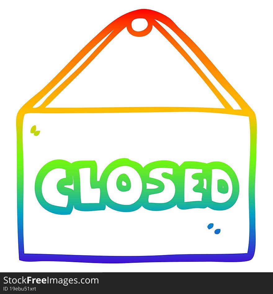 rainbow gradient line drawing cartoon closed sign