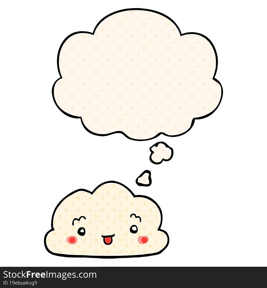 cartoon cloud with thought bubble in comic book style