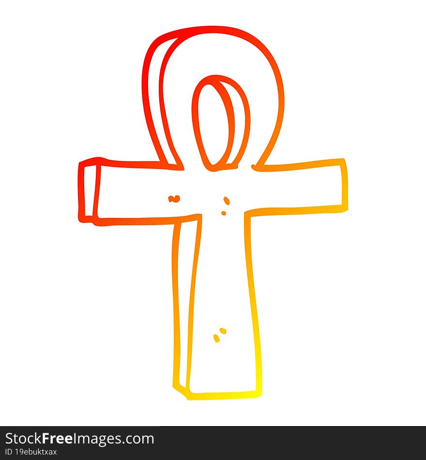 Warm Gradient Line Drawing Cartoon Ankh Symbol