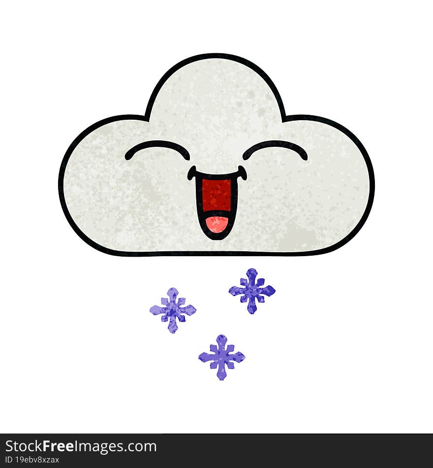 retro grunge texture cartoon of a snow cloud