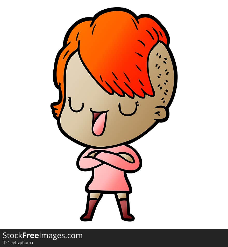 cute cartoon girl with hipster haircut. cute cartoon girl with hipster haircut