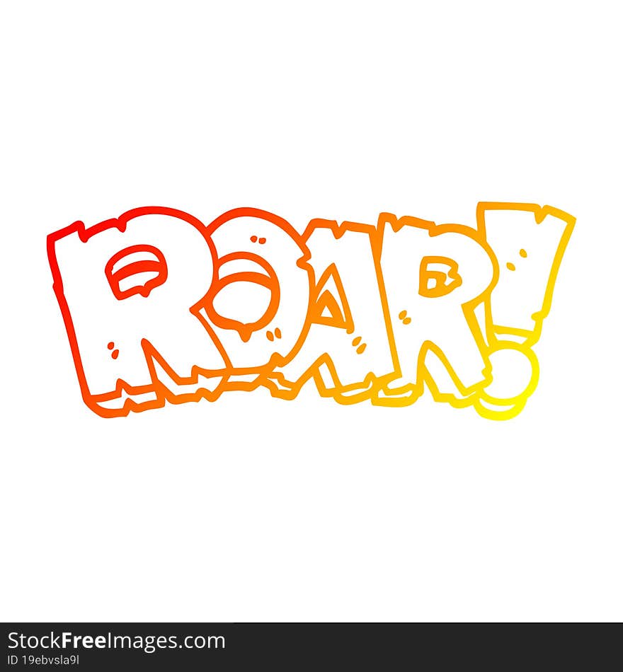 Warm Gradient Line Drawing Cartoon Roar Text