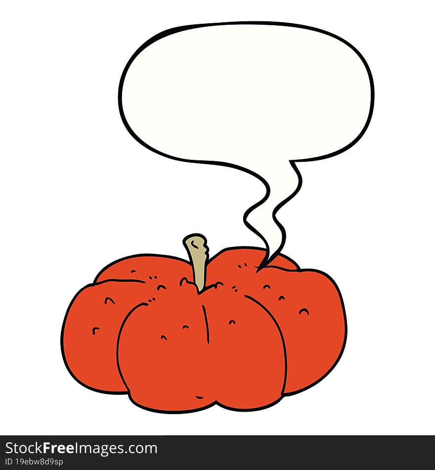 Cartoon Pumpkin And Speech Bubble