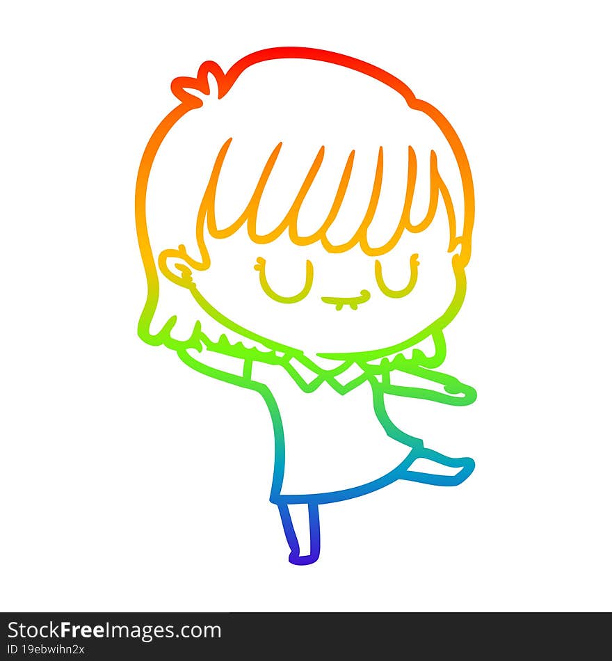 rainbow gradient line drawing of a cartoon woman