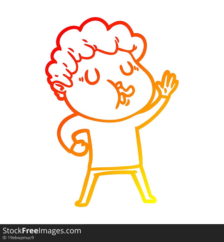 warm gradient line drawing cartoon man singing