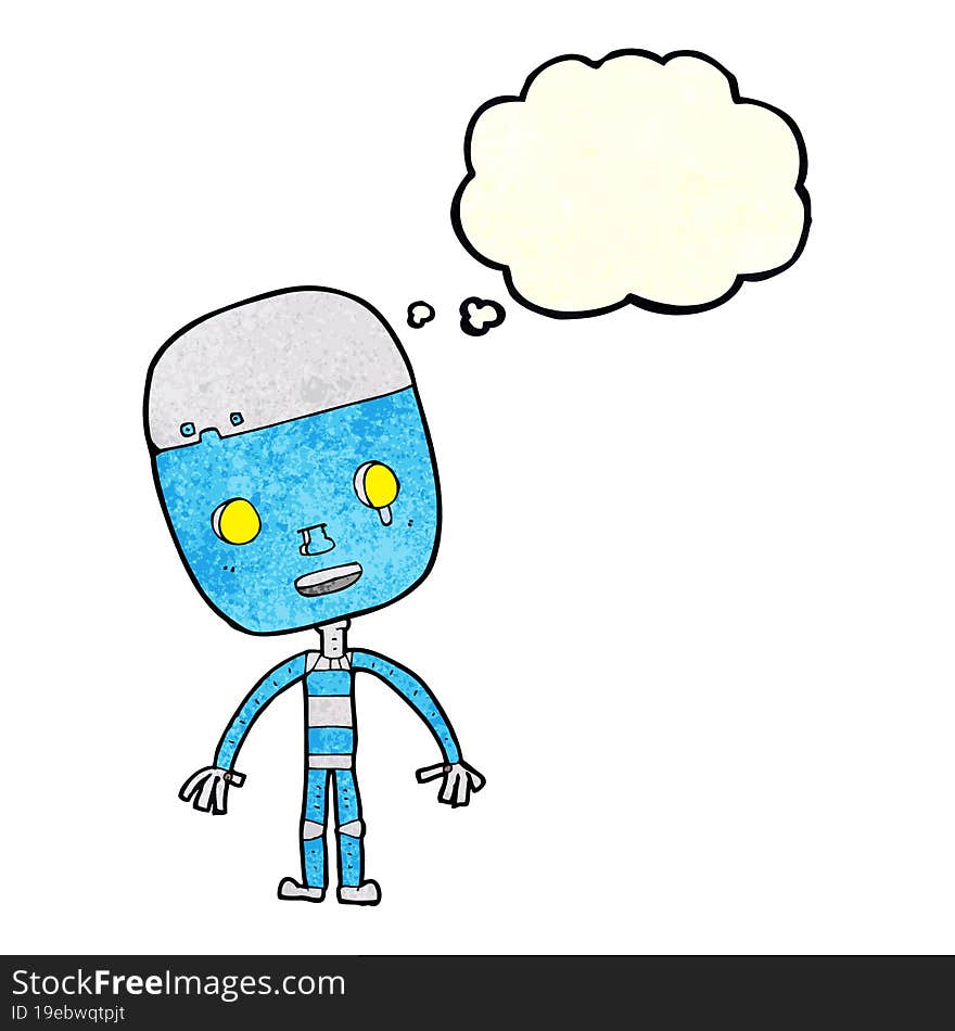 Cartoon Sad Robot With Thought Bubble