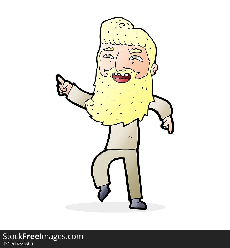 cartoon man with beard laughing and pointing