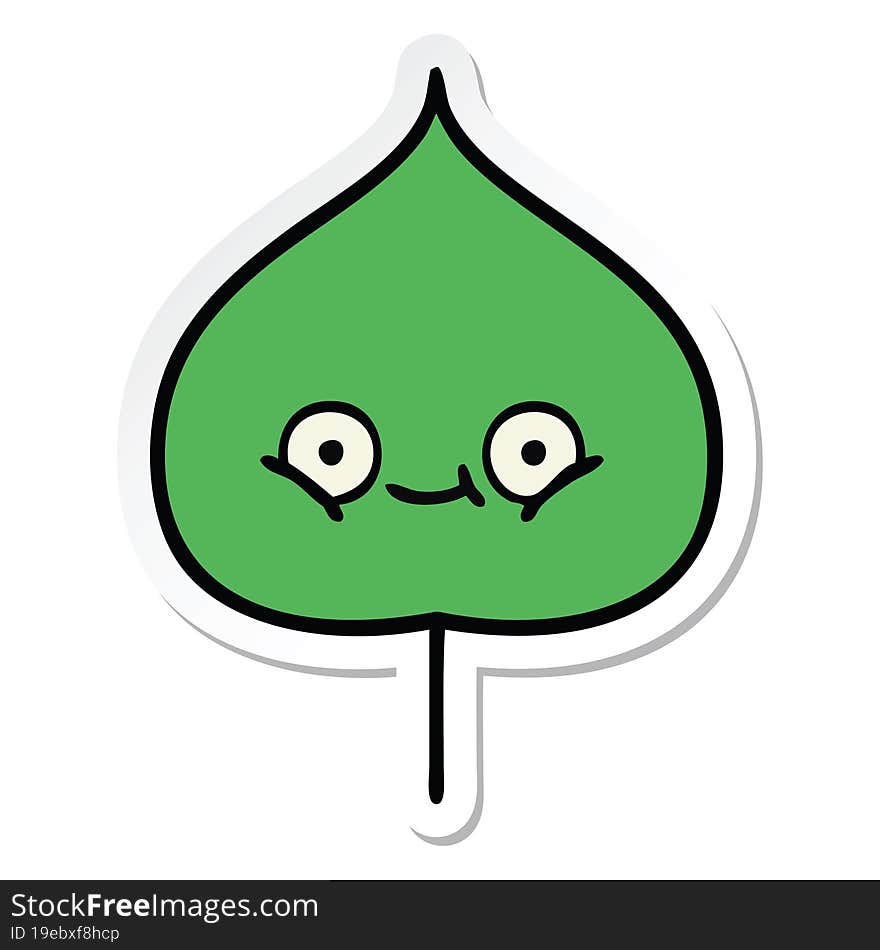 sticker of a cute cartoon expressional leaf