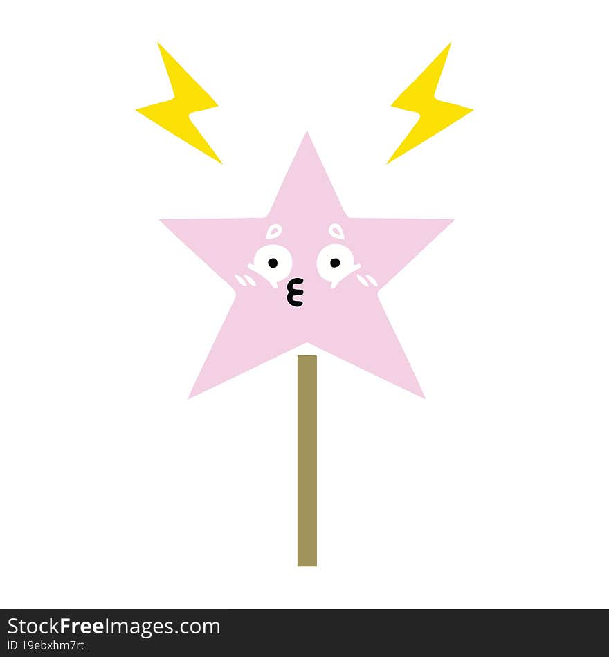 flat color retro cartoon of a magic wand