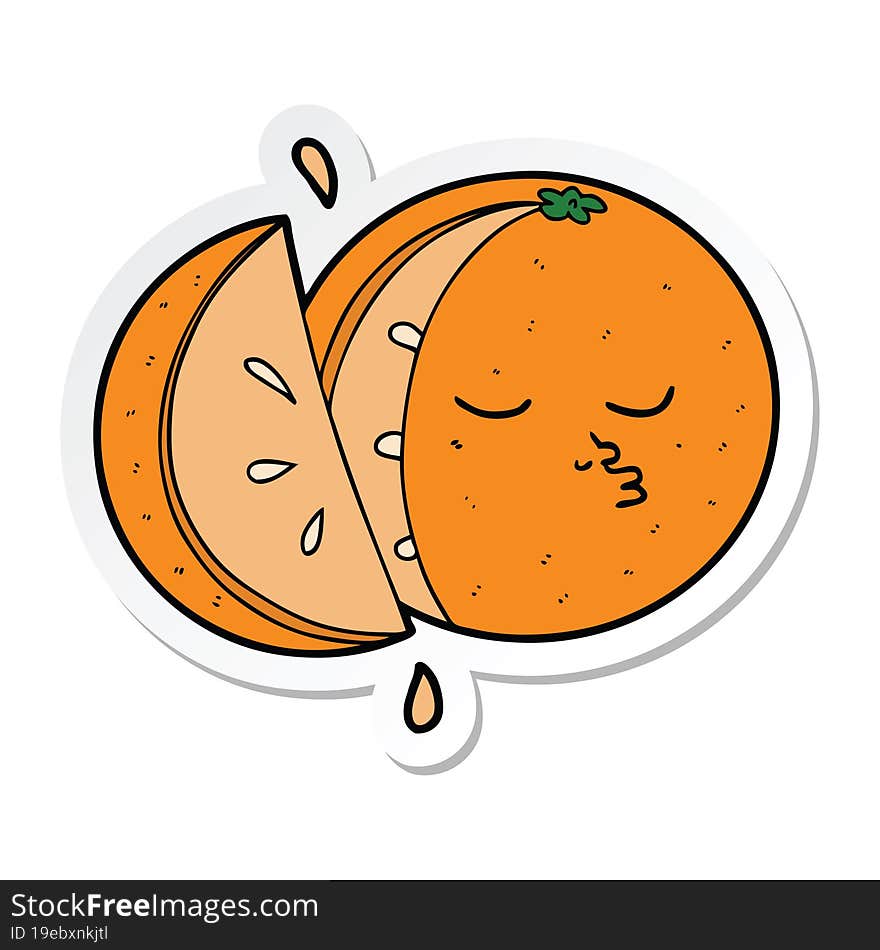 sticker of a cartoon orange