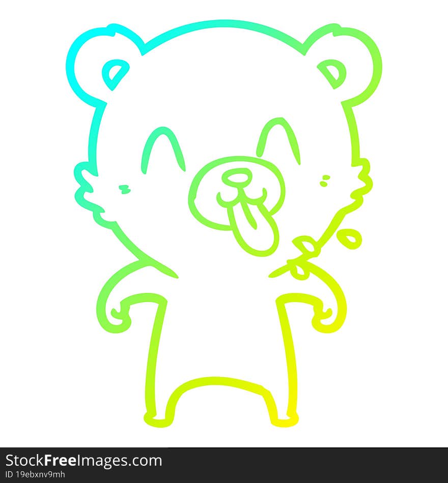 cold gradient line drawing rude cartoon polar bear sticking out tongue