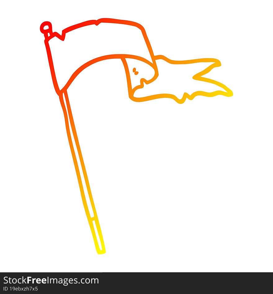 warm gradient line drawing cartoon waving white banner flag