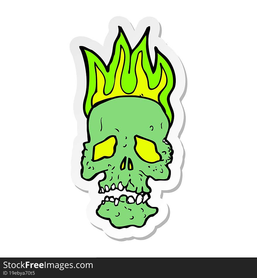 sticker of a cartoon skull