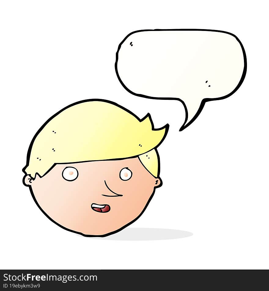 Cartoon Happy Face With Speech Bubble