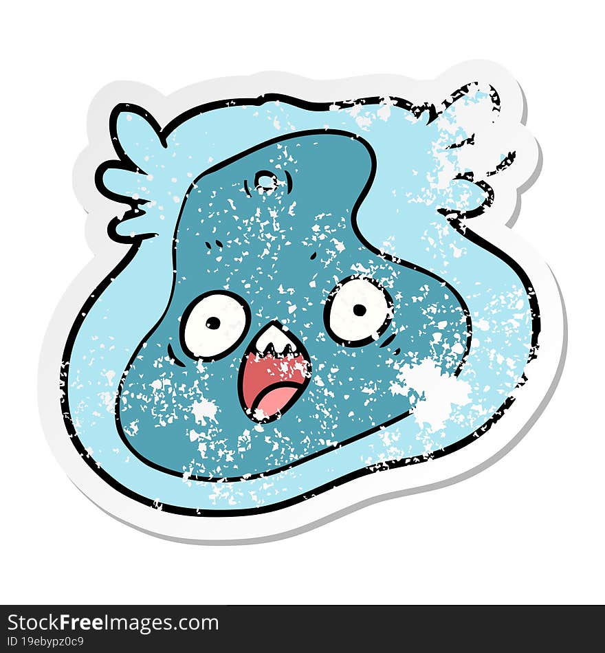 distressed sticker of a cartoon germ